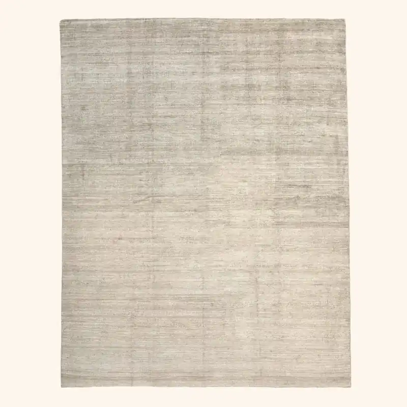 Grey Contemporary Art Silk Rug - 7'11" x 9'11"