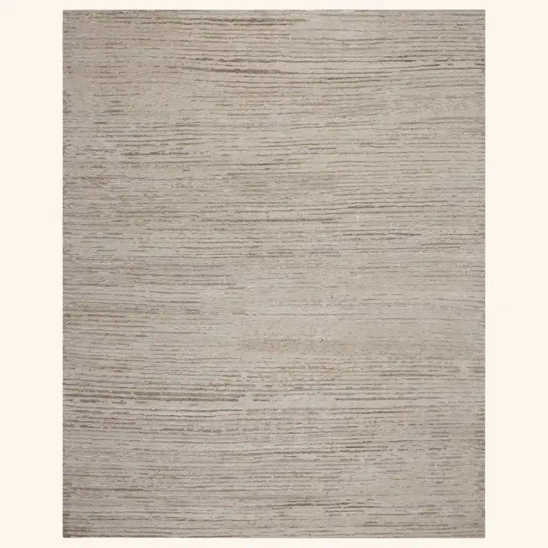 Beige Contemporary Wool Blend Rug - 8'1" x 10'
