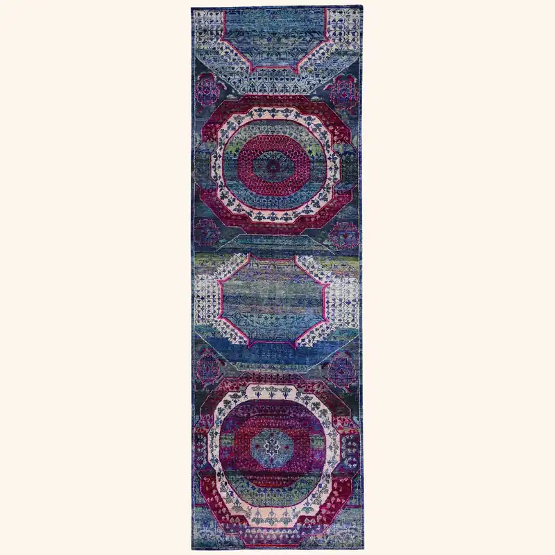 Blue & Purple Alchemy Traditional Silk Runner - 2'1" x 9'1"