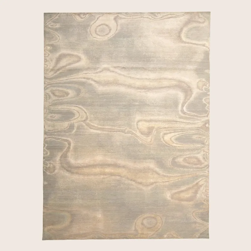 Silver Contemporary Silk Wool Blend Rug - 8'11" x 12'1"