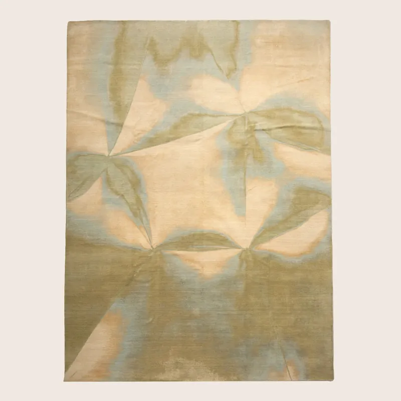 Green Contemporary Silk Wool Blend Rug - 8'11" x 12'1"