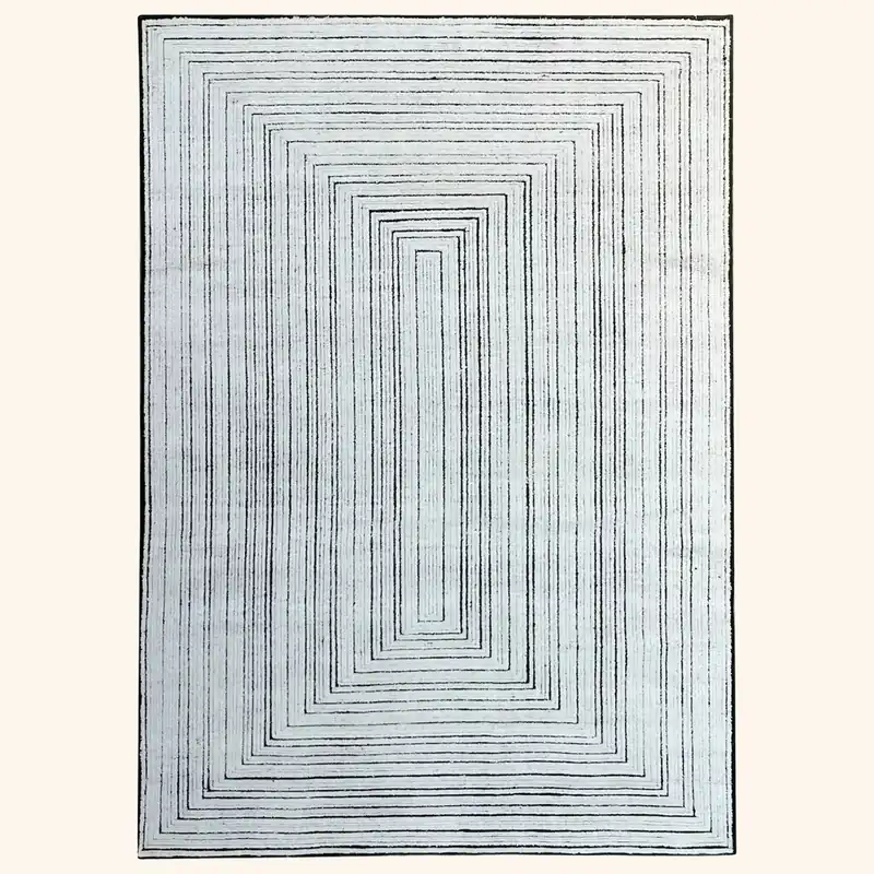 White Contemporary Wool Rug - 6'3" x 8'10"