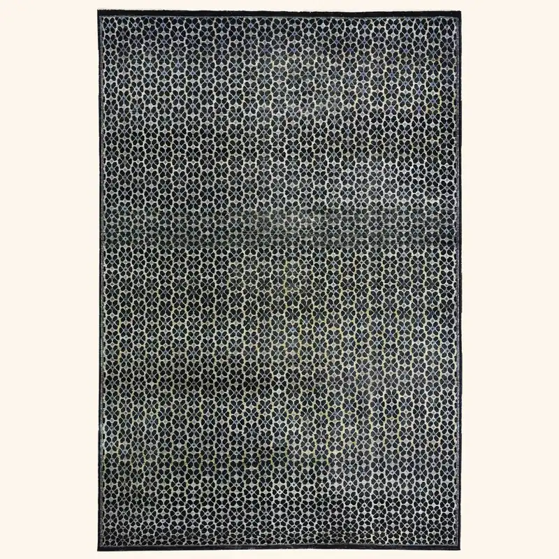 Black Alchemy Contemporary Wool Silk Blend Rug - 6' x 9'2"