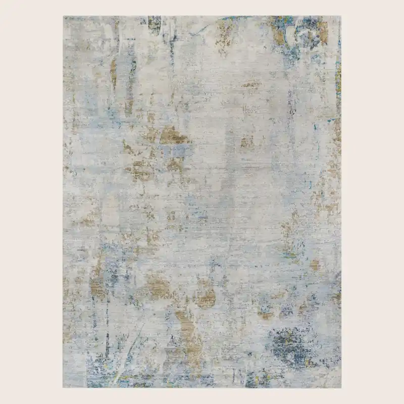 Blue Multicolored Contemporary Silk Wool Blend Rug - Rupesh Kumar & Sons