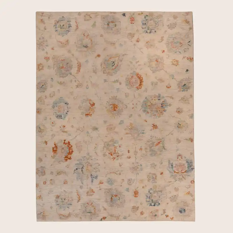 Multicolored Transitional Silk Wool Blend Rug - 9' x 12'