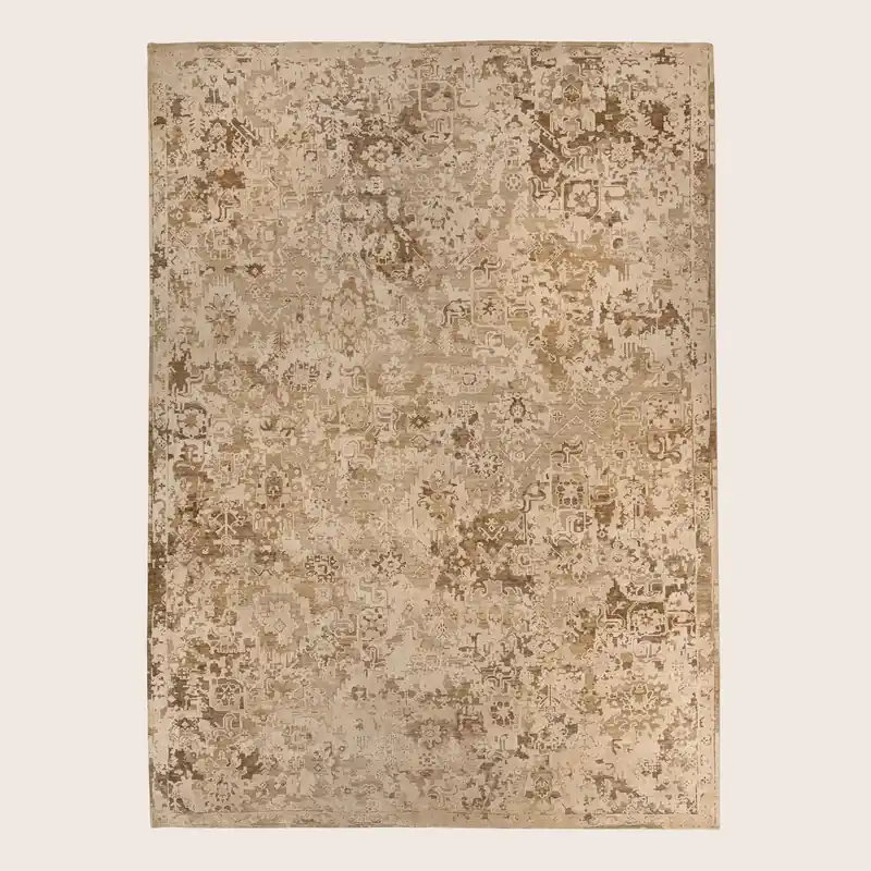 Brown Contemporary Silk Wool Blend Rug - Rupesh Kumar & Sons