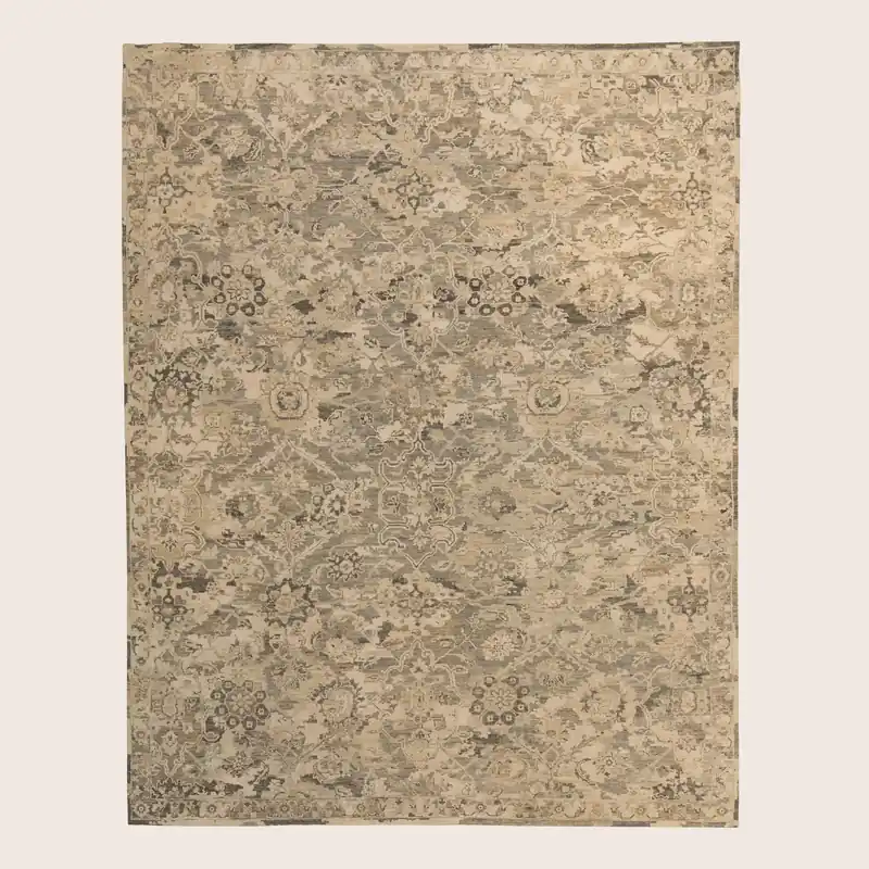 Grey Contemporary Silk Wool Blend Rug - Rupesh Kumar & Sons