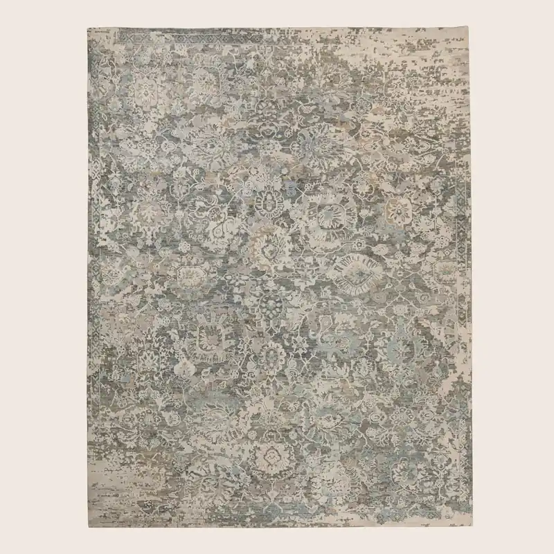 Blue Contemporary Silk Wool Blend Rug - Rupesh Kumar & Sons