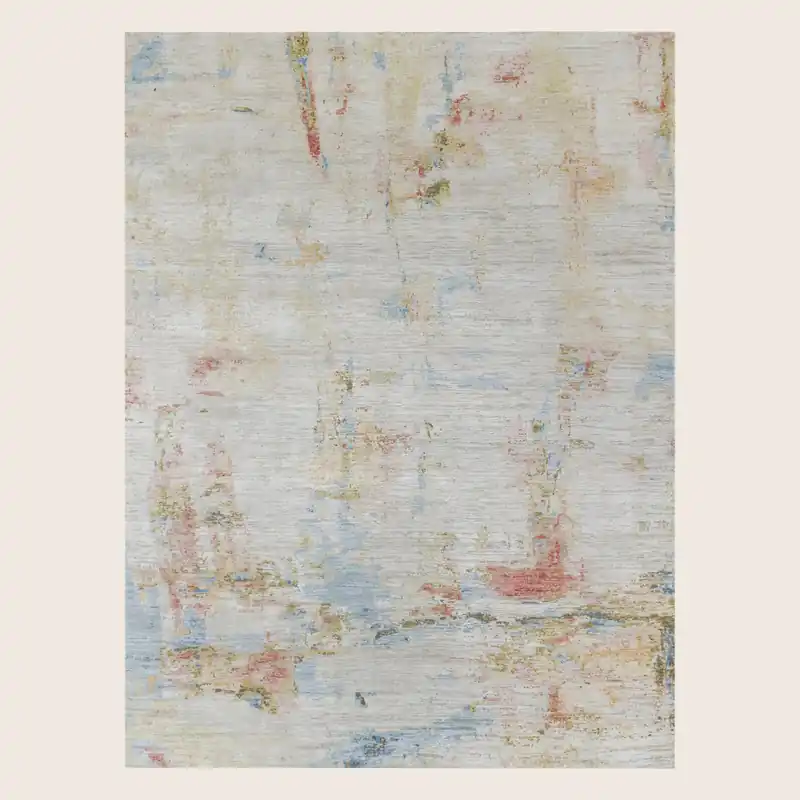 Multicolored Contemporary Silk Wool Blend Rug - Rupesh Kumar & Sons