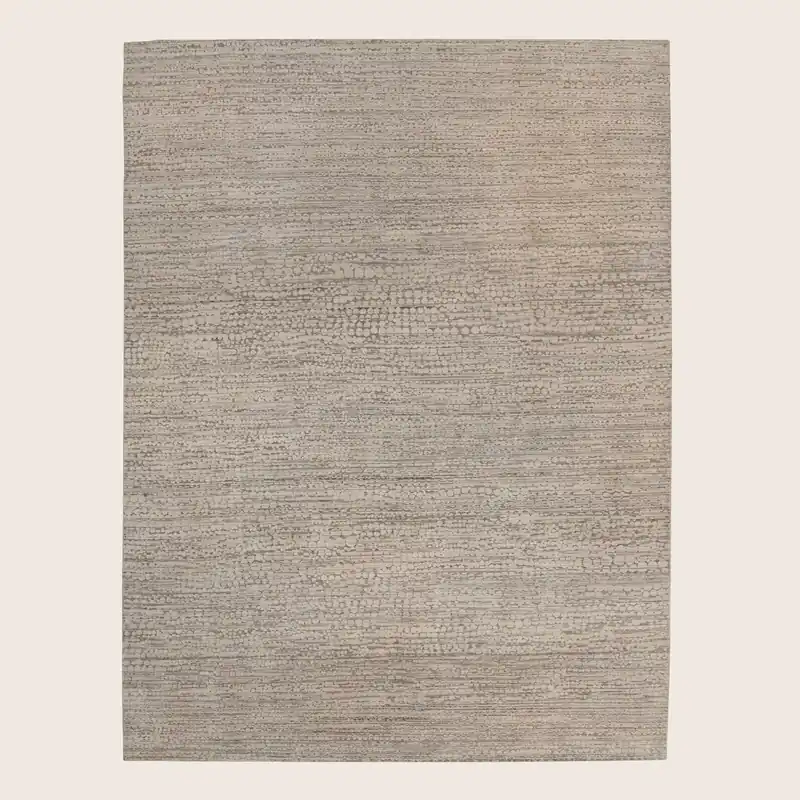 Grey Textured Silk Wool Blend Rug - 8' x 10'