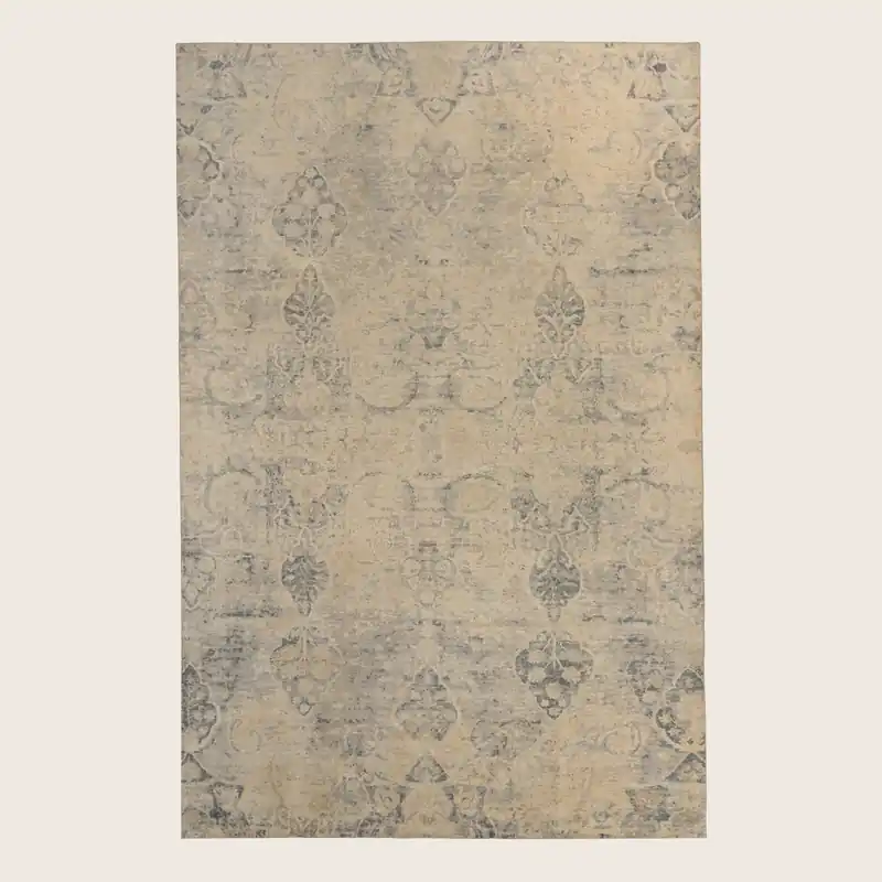 Grey Traditional Silk Rug - 6' x 9'