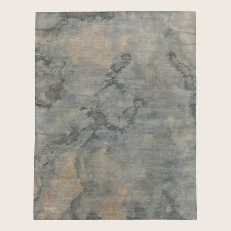 Grey Contemporary Silk Wool Blend Rug - 8' x 10'