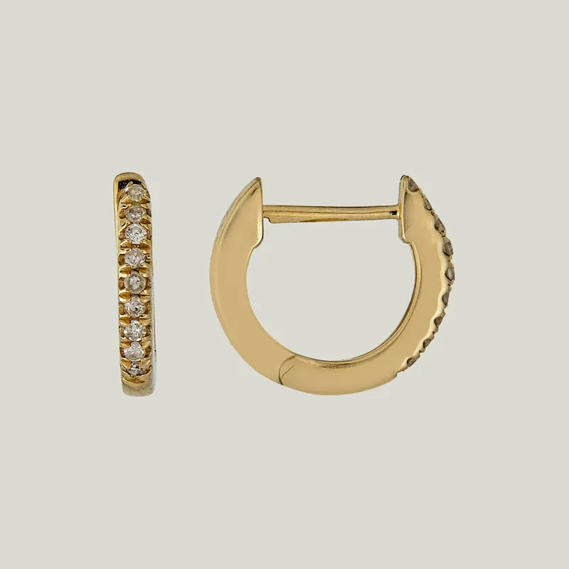 14K Yellow Gold Diamond Huggies - Odeon Collection (Leased)