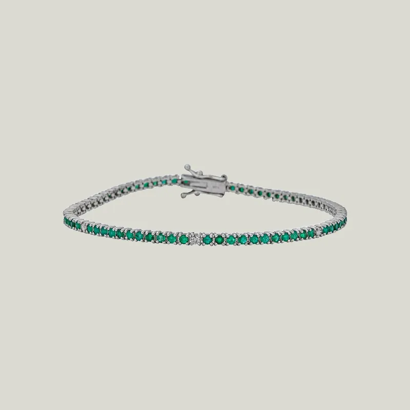 14K WG Emerald and Diamond Tennis Bracelet - Odeon Collection (Leased)