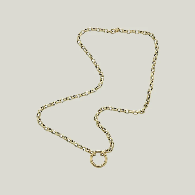 14K Yellow Gold Oval Rolo Link Necklace - Odeon Collection (Leased)