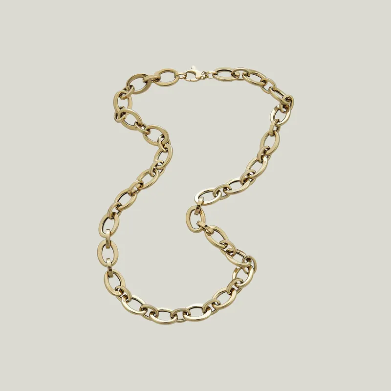 14K Yellow Gold Oval Link 1+1 Necklace - Odeon Collection (Leased)