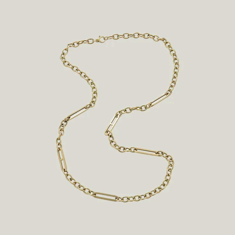 14K Yellow Gold Long Link Necklace - Odeon Collection (Leased)