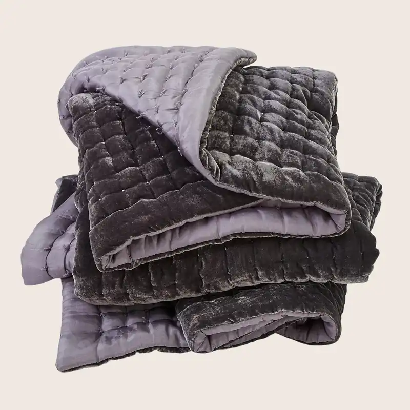 Luminous Velvet Throw, Charcoal - Marketing Organization for Rural Artisans