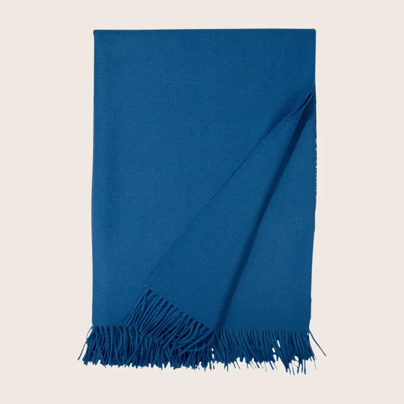 Madison Alpaca Throw, Cobalt + Heather Grey - Johanna Howard Home
