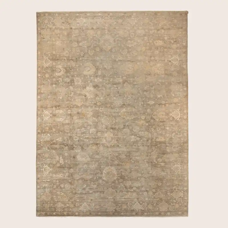 Grey Traditional Silk Rug - Rupesh Kumar & Sons