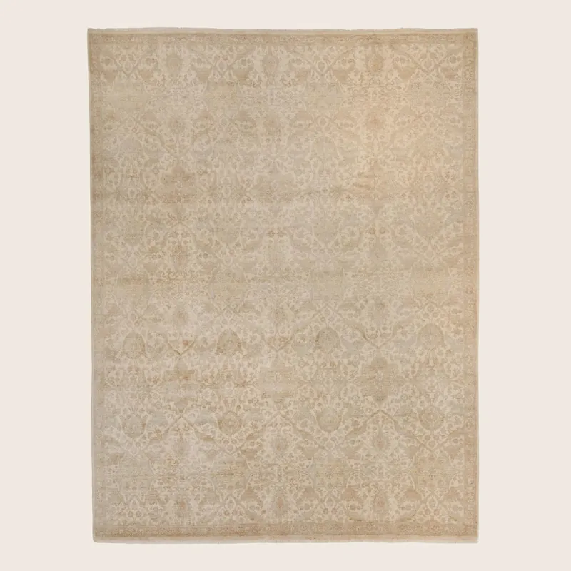Ivory Traditional Silk Rug - Rupesh Kumar & Sons
