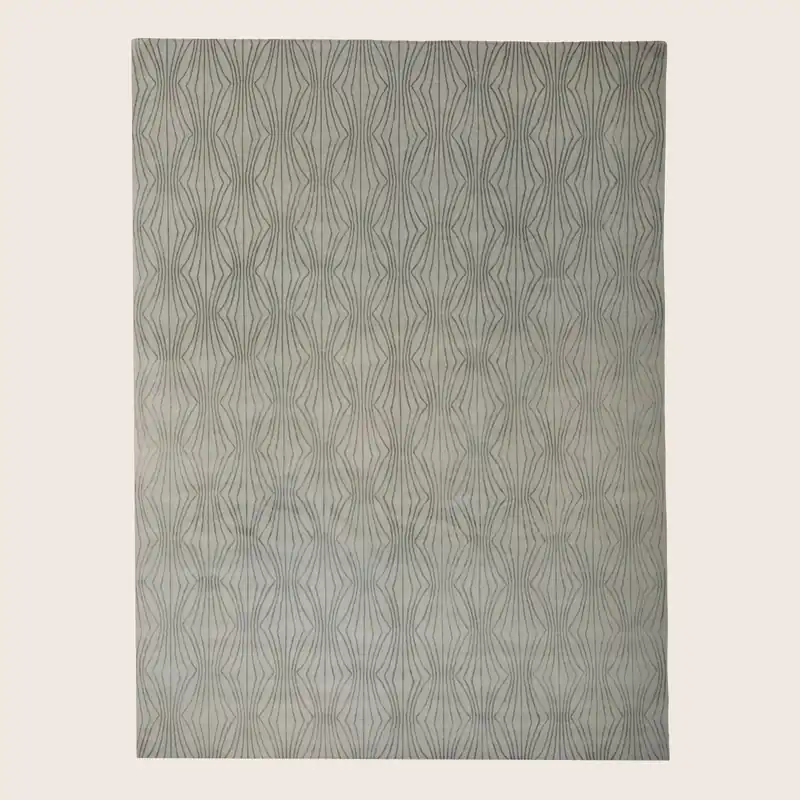 Blue Tibetan Contemporary Wool Silk Blend Rug - 9' x 12'