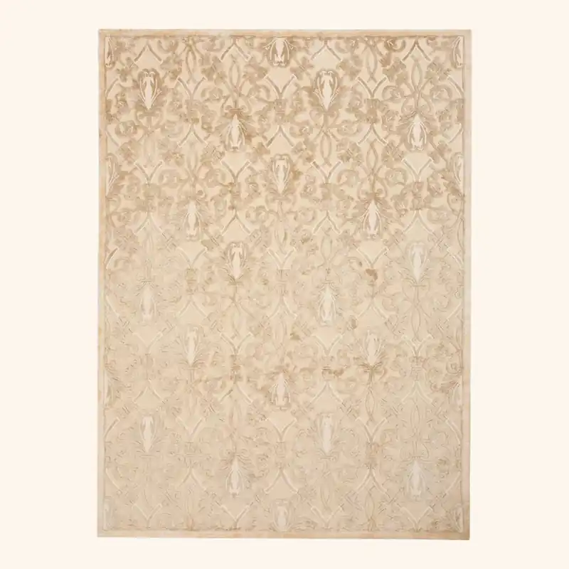 Beige Traditional Tibetan Wool Rug - 9' x 12'2"