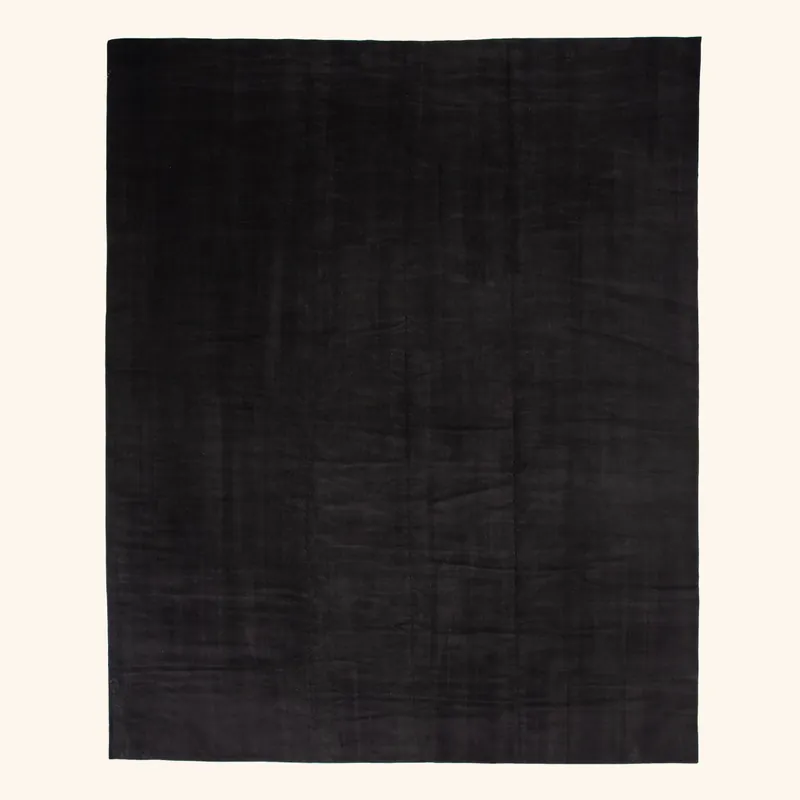 Black Solid Tibetan Pashmina Rug - 14'4" x 18'