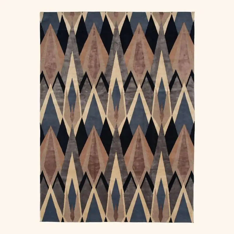 Blue Contemporary Tibetan Allo Rug - 9'1" x 12'3"