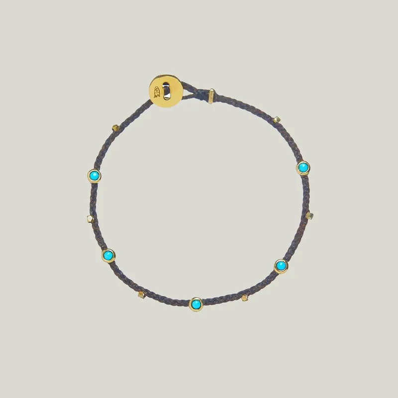 Bezel Charms Bracelet with Turquoise in Chocolate - Scosha (Consigned)