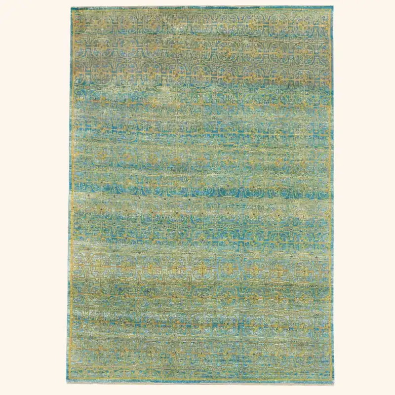Blue Transitional Wool Rug - 6'1" x 9'1"