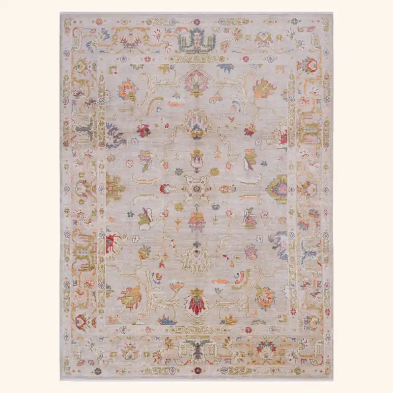 Grey Oushak Angora Wool Rug - 8' x 10'4"