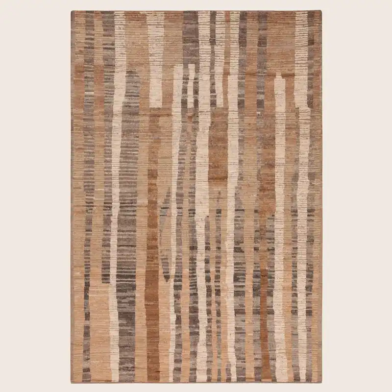 Brown Zameen Mid Century Modern Rug - 6'4" x 9'5"