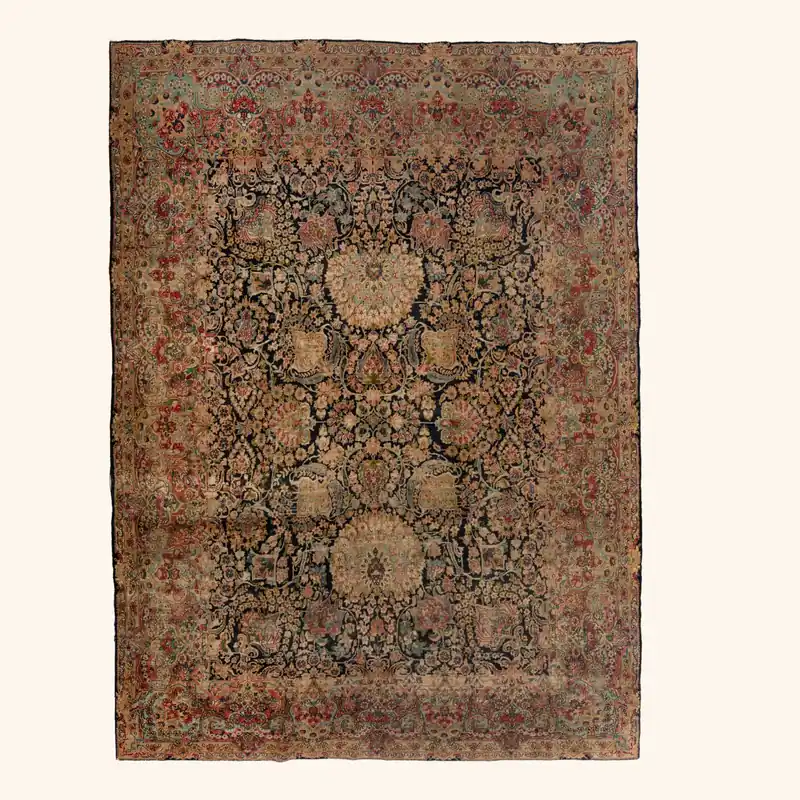 Multicolored Antique Kerman Persian Rug - 8'2" x 10'2"