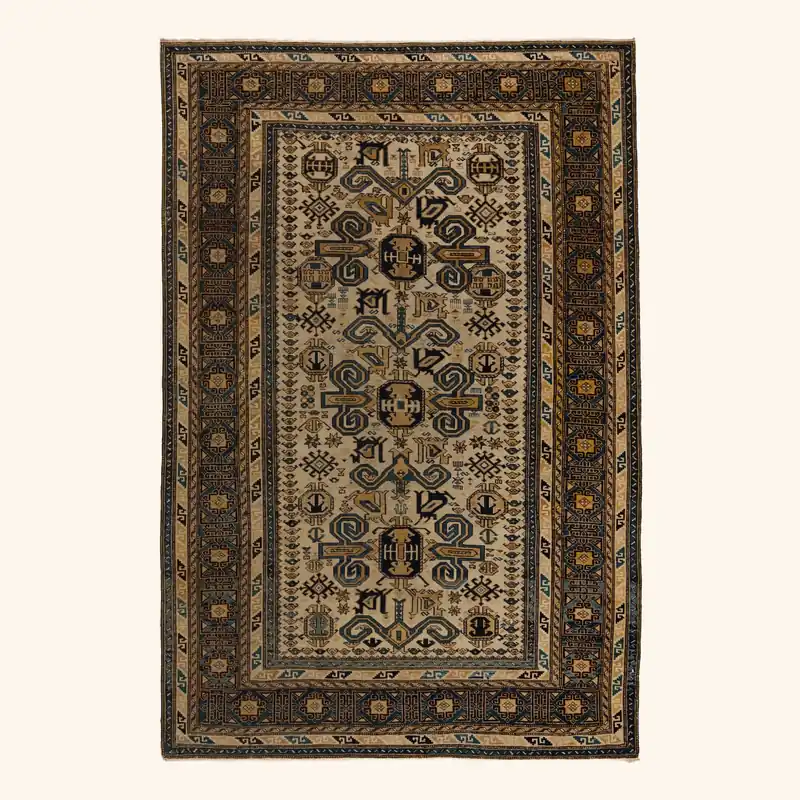 Brown Antique Perpedil Persian Rug - 4'1" x 6'3"