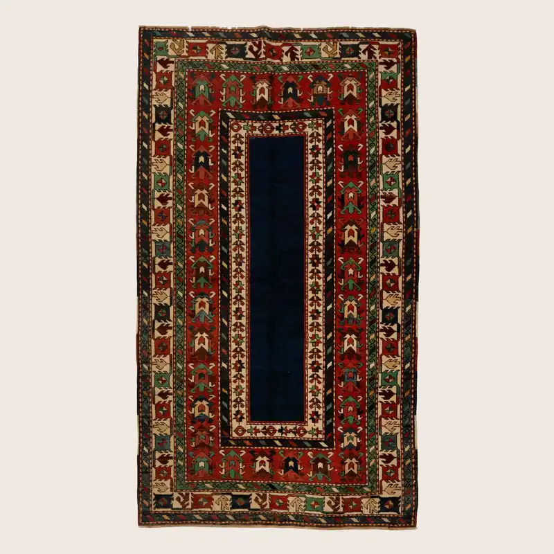 Blue & Red Antique Seychour Wool Rug - 3' x 4'7"