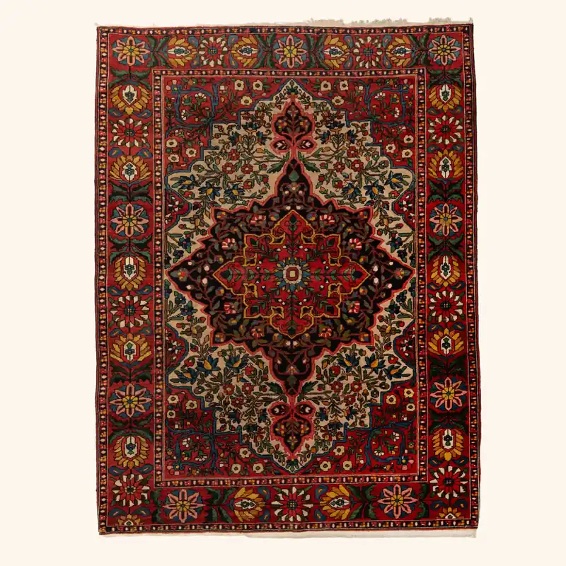 Red Antique Bakhtiari Persian Rug - 5'3" x 6'10"