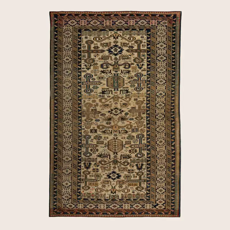 Brown Antique Perpedil Persian Rug - 4'3" x 6'10"