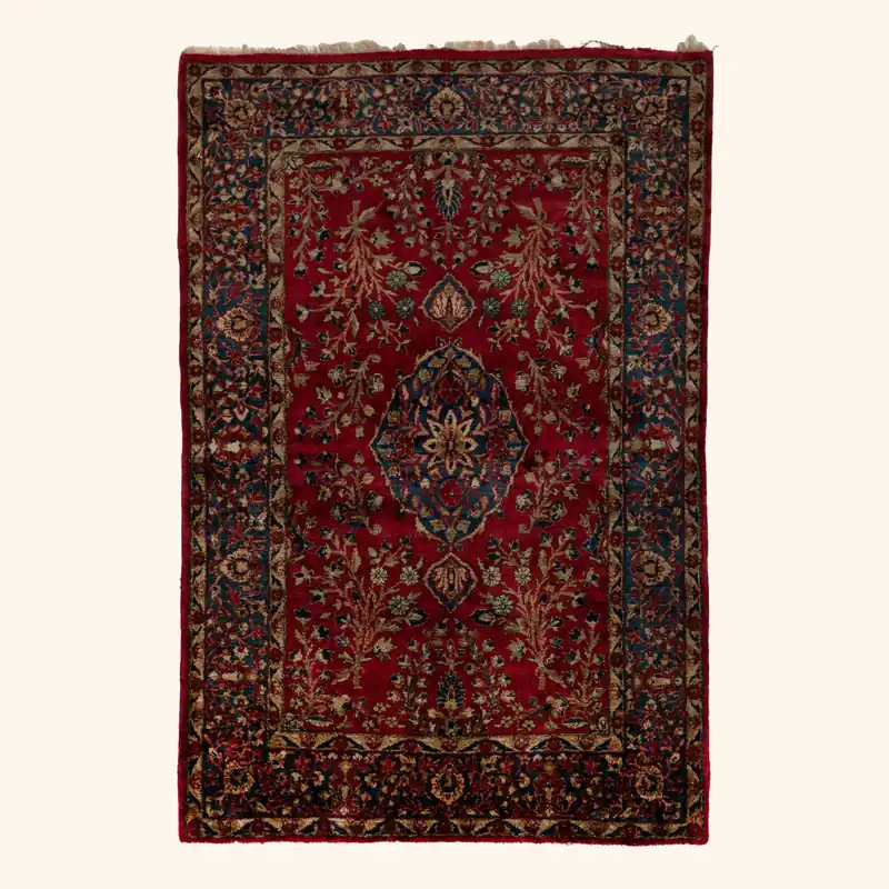 Red Antique Kashan Silk Persian Rug - 3' x 5'