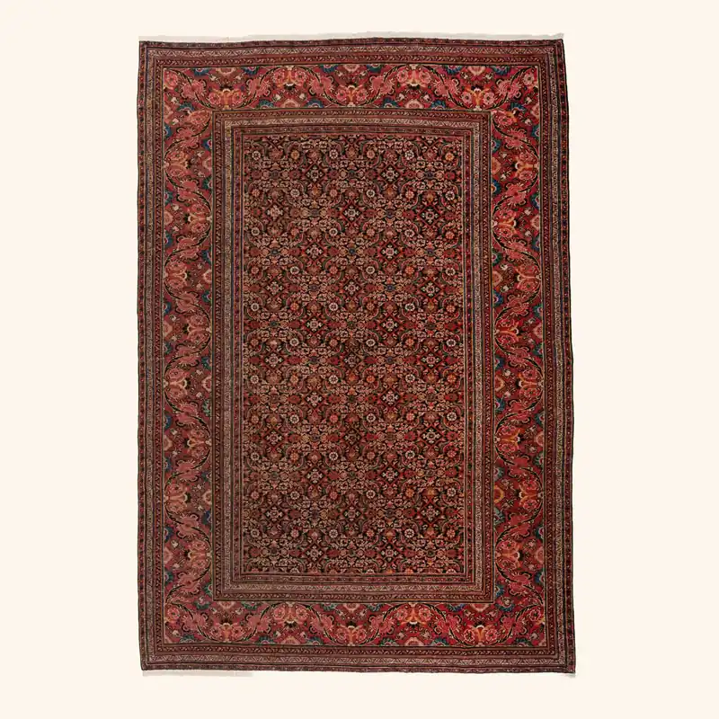 Pink Antique Mashad Persian Rug - 6'3" x 9'6"