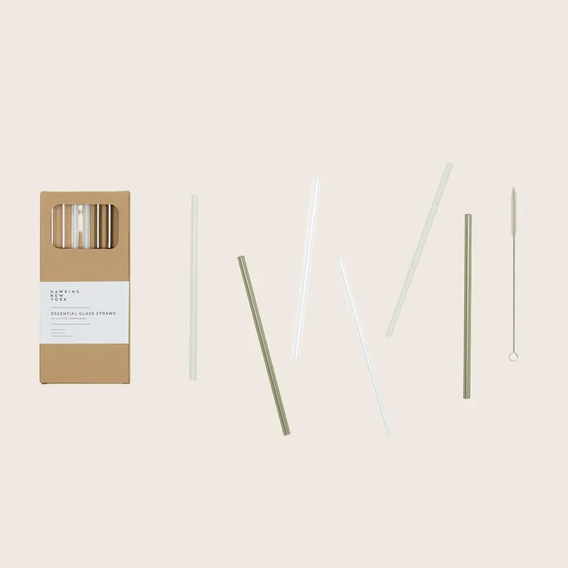 Essential Glass Straws, Set of 6 - Hawkins New York (Drop ship)