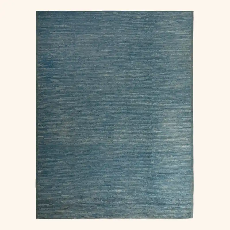 Blue Zameen Transitional Wool Rug - 9'3" x 12'