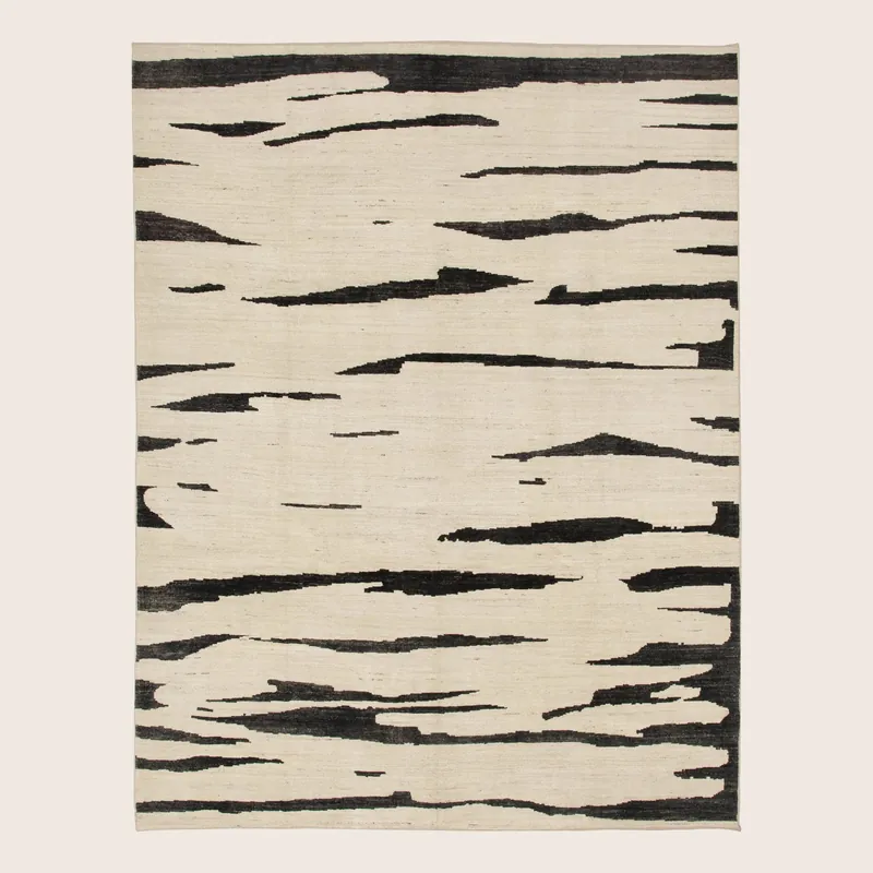 Black & White Zameen Transitional Wool Rug - 9'5" x 11'11"