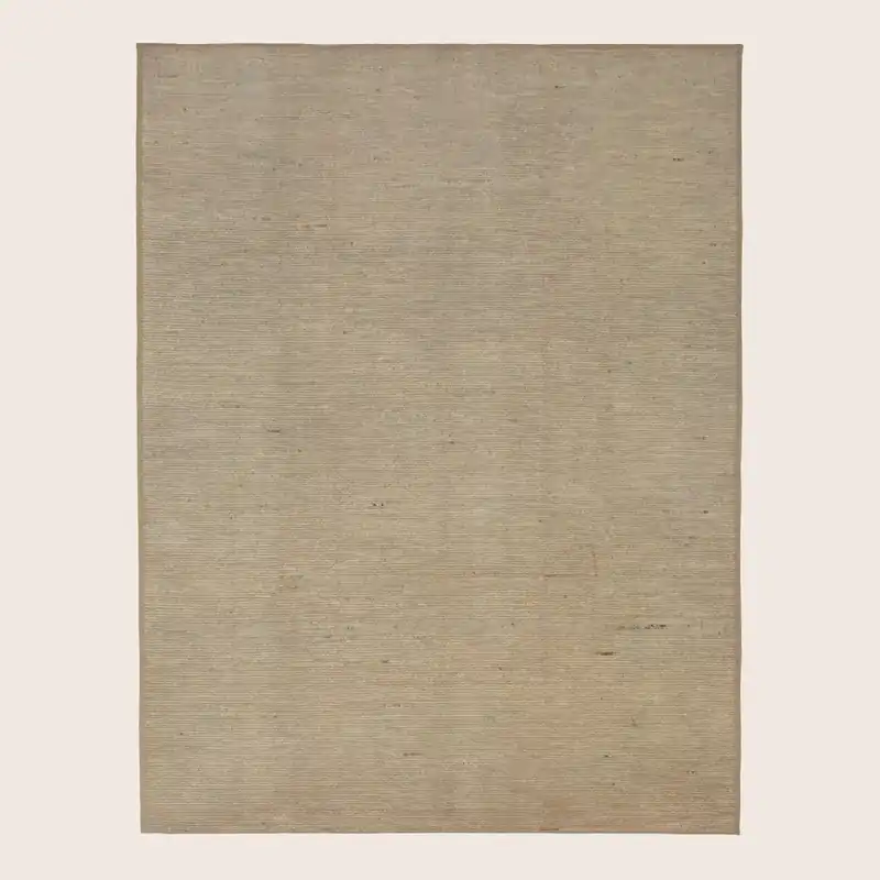 Beige Zameen Solid Wool Rug - 9'4" x 12'