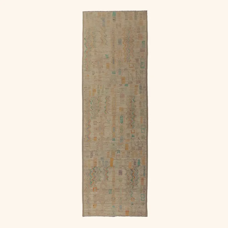 Zameen Patterned Modern Wool Rug - 4'1" x 13'