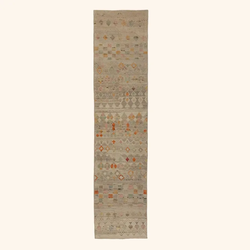 Zameen Patterned Modern Wool Rug - 3' x 12'10"