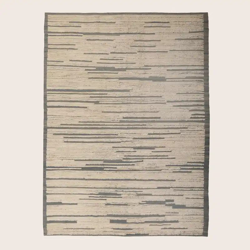 Beige Zameen Transitional Wool Rug - 6'11" x 9'6"