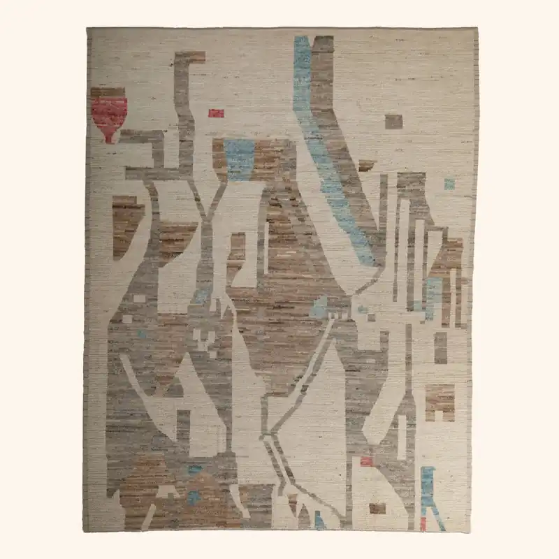 Zameen Patterned Modern Wool Rug - 9'3" x 11'10"