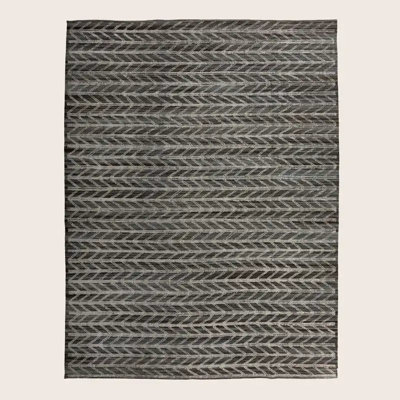 Black Zameen Modern Wool Rug - 10'9" x 14'