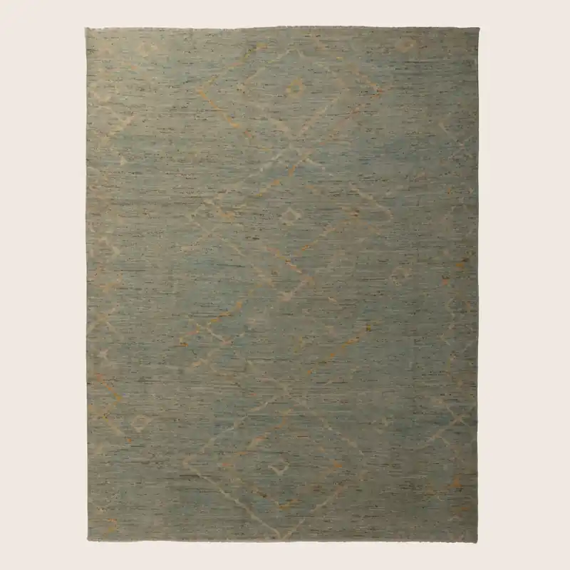 Blue Zameen Transitional Wool Rug- 7'6" x 9'9"